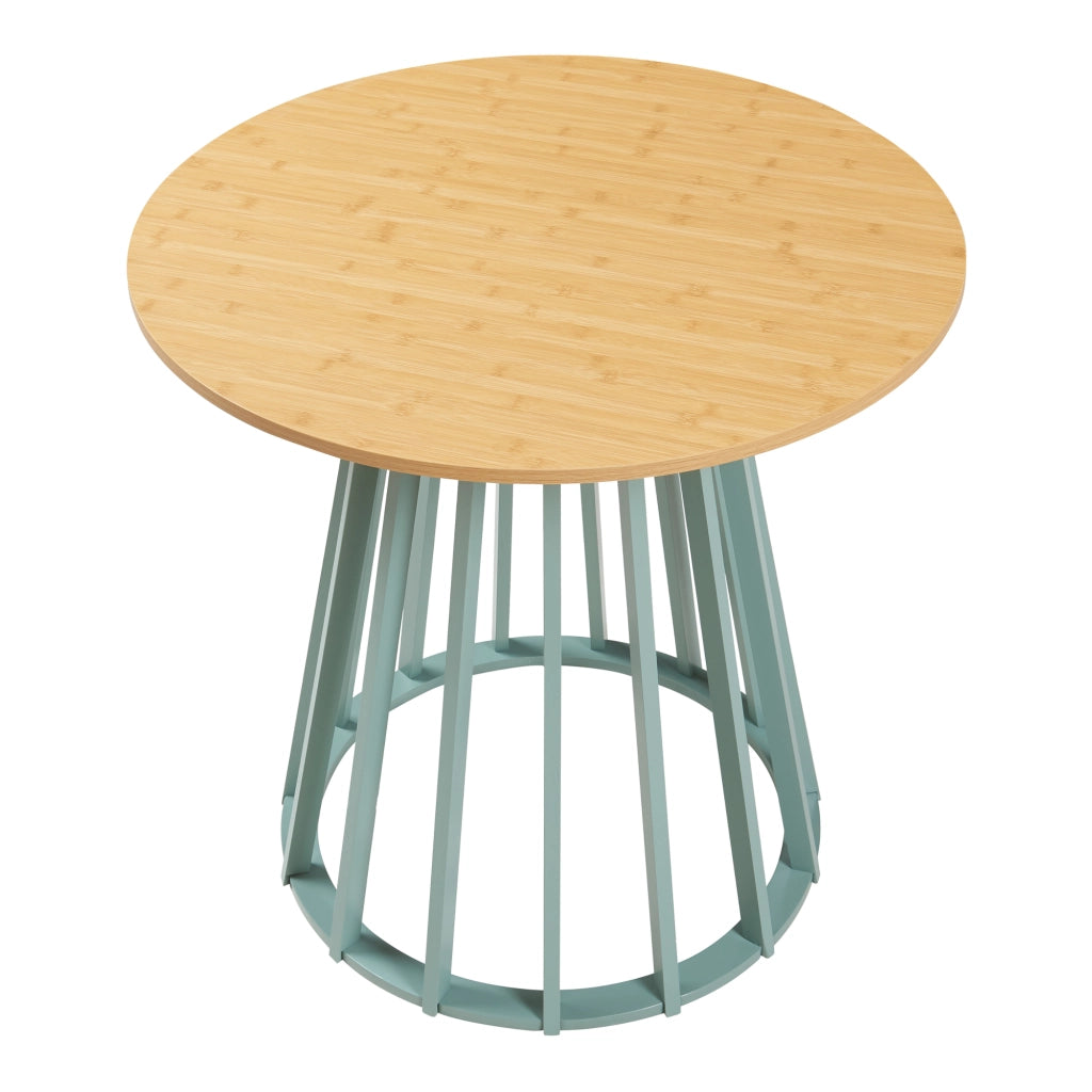 Tavolo Rotondo Lensuu da Pranzo (AxØ) 76 x 80 cm - Effetto Rovere/Verde Pastello [en.casa]