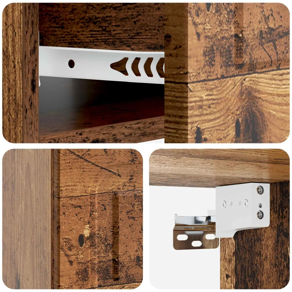 Mobiletto da notte a muro 2 pcs Legno antico 49 x 34,5 x 20 cm 899312
