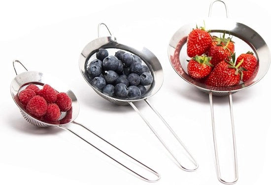 Set di setacci per pasta con maniglia, setaccio per cucina microforato, setaccio metallico da 3 pezzi