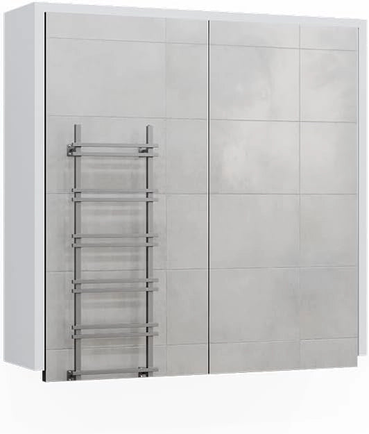Set di mobili da bagno Maltin, Bianco/antracite, 80 cm, composto da specchio da bagno e mobile sottolavabo