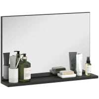 kleankin Specchio Bagno da Parete con Mensola Design Moderno e Multiuso, 60x12x40 cm, Nero