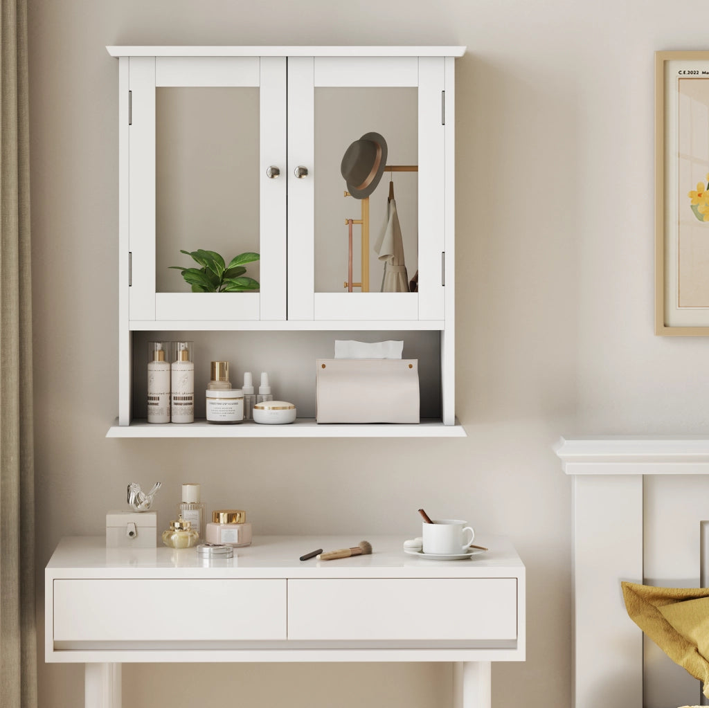 ARMADIO DA BAGNO con specchio 54,6 x 19,8 x 60 cm Bianco MDF