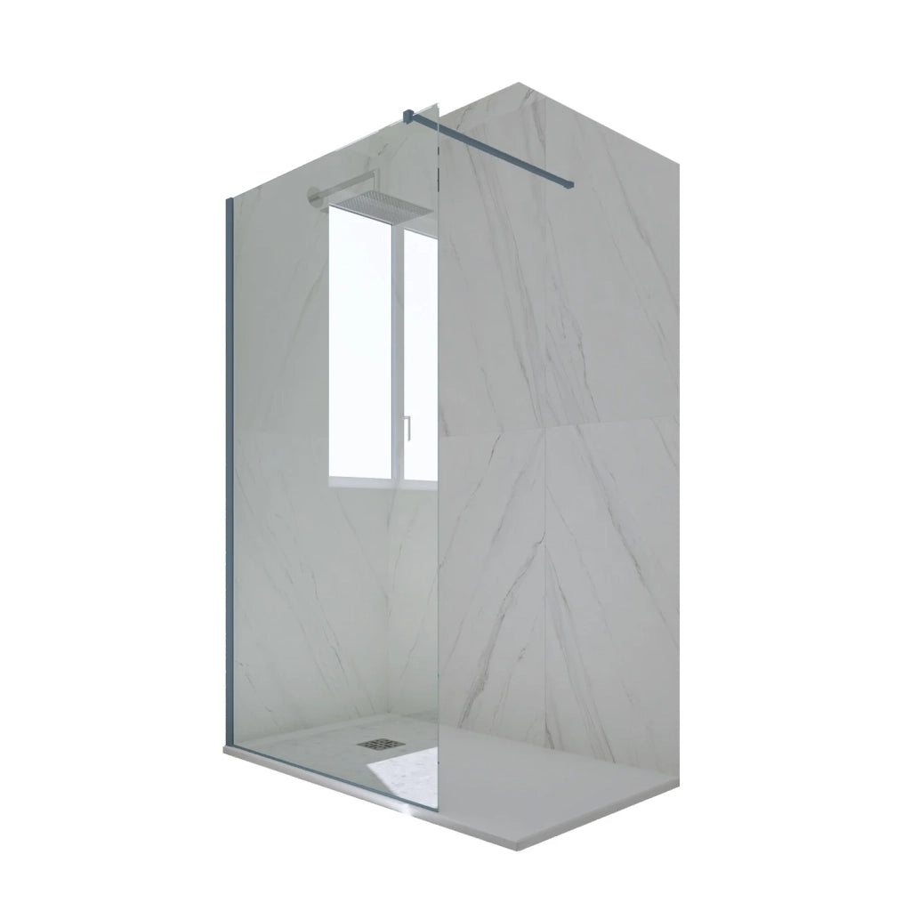Parete doccia Walk-in da 100 CM H 200 Vetro Trasparente Profilo Blu Navy in pvc mod. Kolors