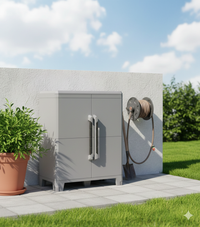 Armadio Modulare da Esterno 78x43,6x101,6 cm 2 Ante 1 Ripiano in Polipropilene Transforming Grigio e Nero