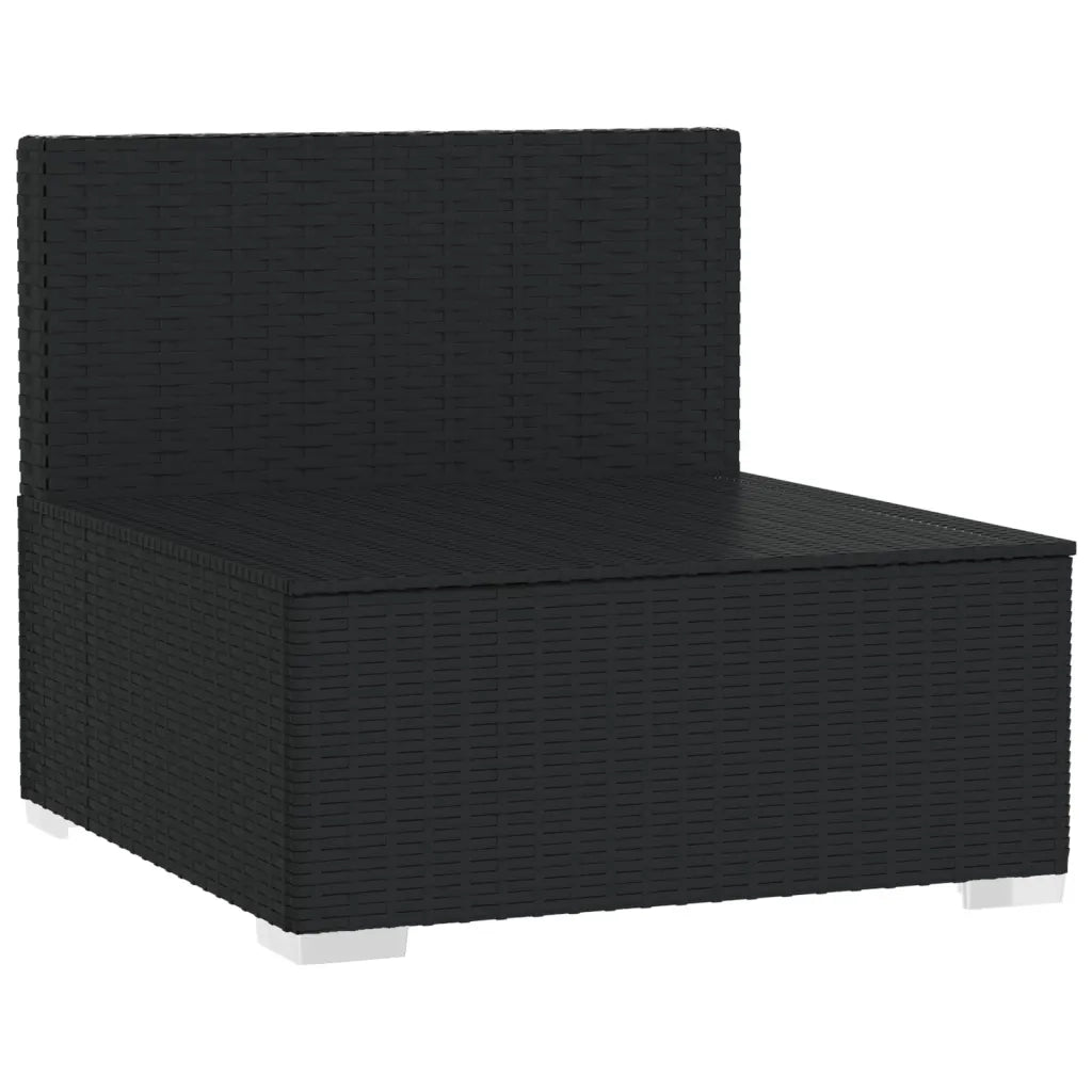 Divano a 3 Posti con Cuscini in Polyrattan Nero cod mxl 35117