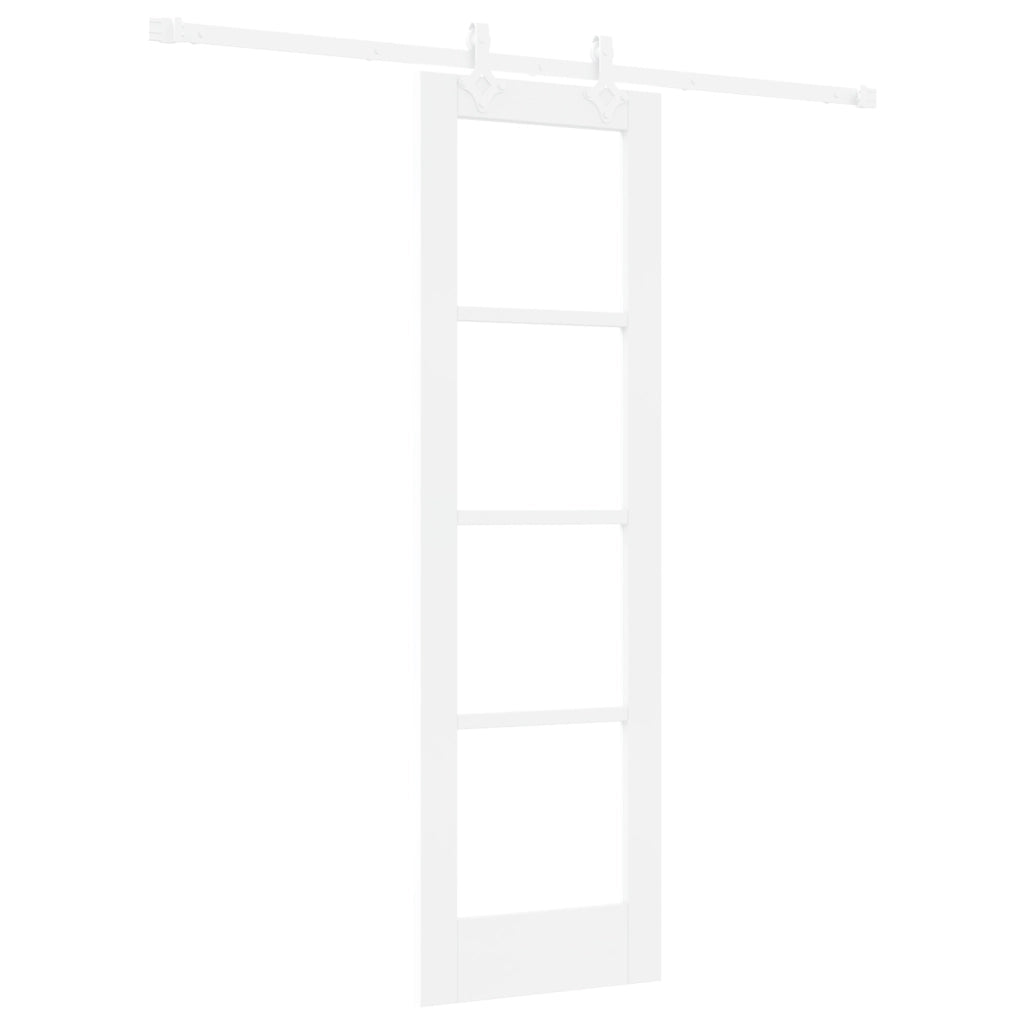 Set di Porta Scorrevole  con Kit Bianco 61x198.5 cm in Legno Massello Pino