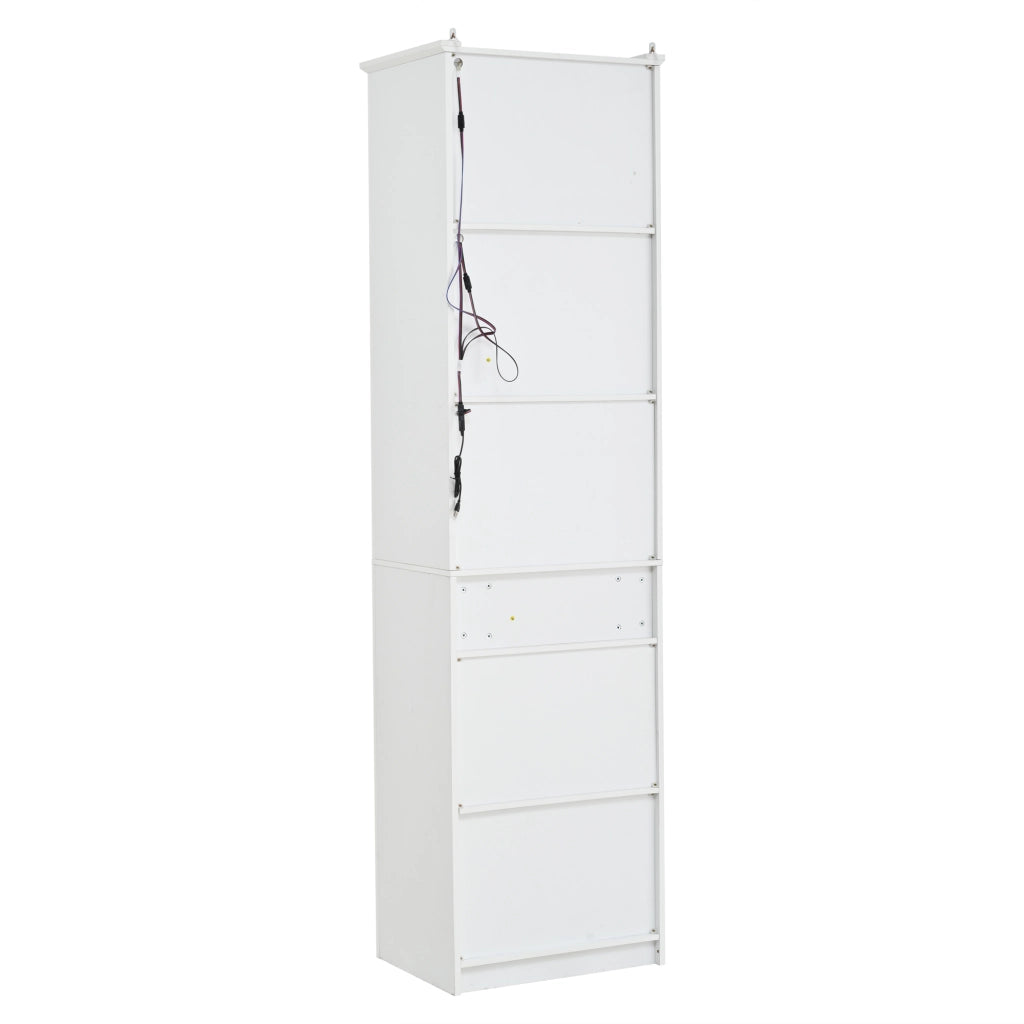 Vetrina Alta con LED e Cassetto ¨C MINIMAL ¨C Bianco, 55x40x200 cm
