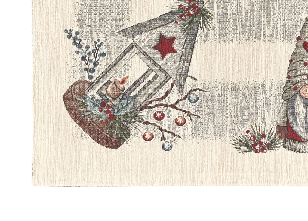 Tovaglia Centrotavola Centrino Tavolo Fantasie Natalizie Cinigliato Piazzato Made Italy - 90x90 - Magic Noel