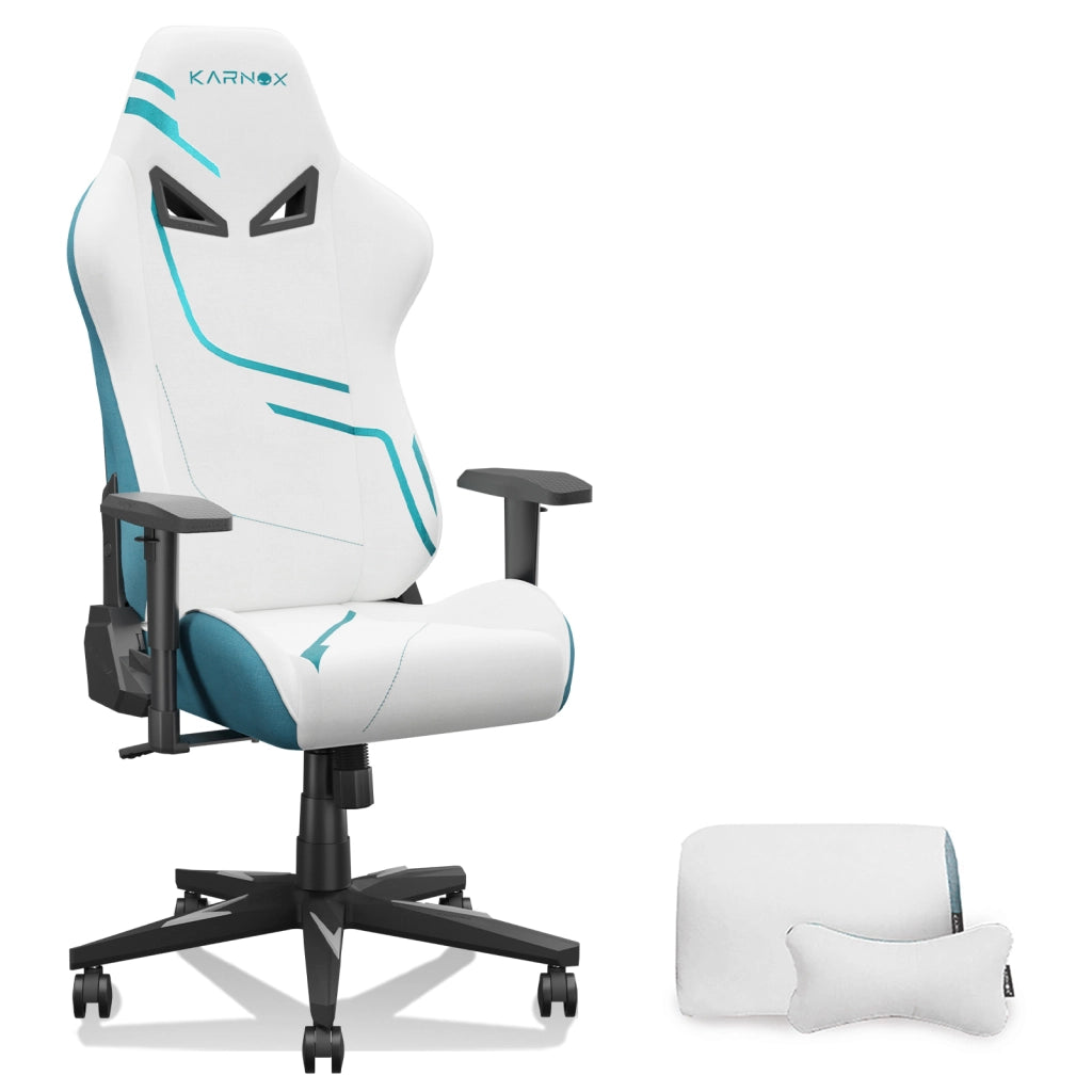Sedia Gaming Ergonomica Reclinabile ¨C Xylo ¨C Tessuto, Schienale Alto, Bianco e Blu