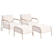 Set di 2 sedie da giardino beige con cuscini imbottiti schienale struttura in metallo e poggiapiedi Design moderno per esterni
