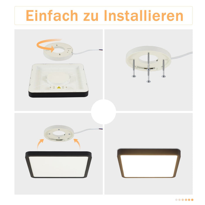 ZMH Lampada da soffitto plafoniera LED nera 23W 23cm bianco caldo per camera letto