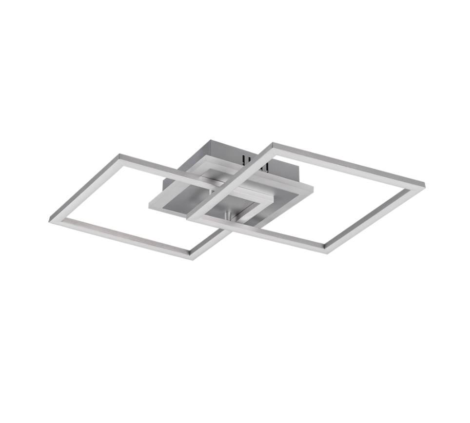 Plafoniera LED doppio quadrato, metallo, alluminio, L 57 cm, Venida