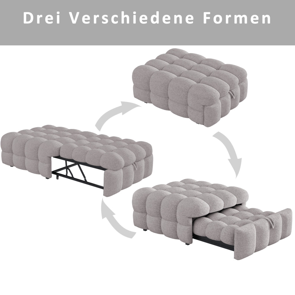 DIVANO LETTO 183 x 76 x 42 cm in Teddy Grigio