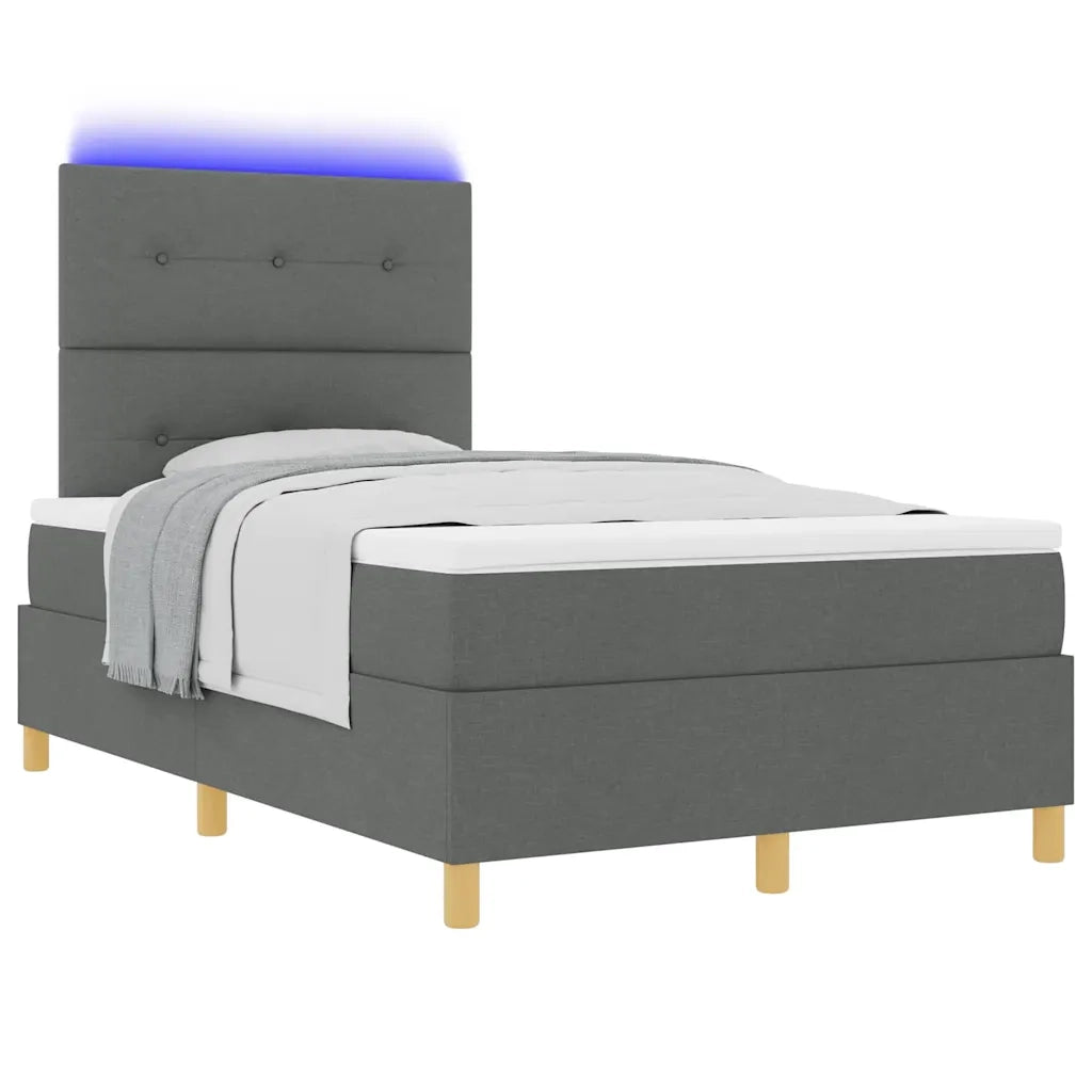 Letto a Sorgente LED Grigio scuro 120 x 200 cm Tessuto 3343090