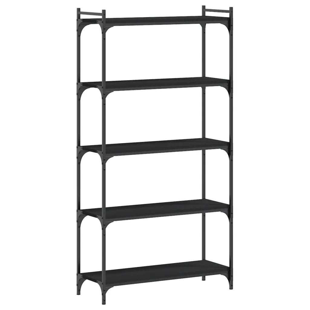 Libreria a 5 Ripiani-Scaffale per Libri-Mobile di Stoccaggio Nera 80x30x154 cm in Legno Multistrato
