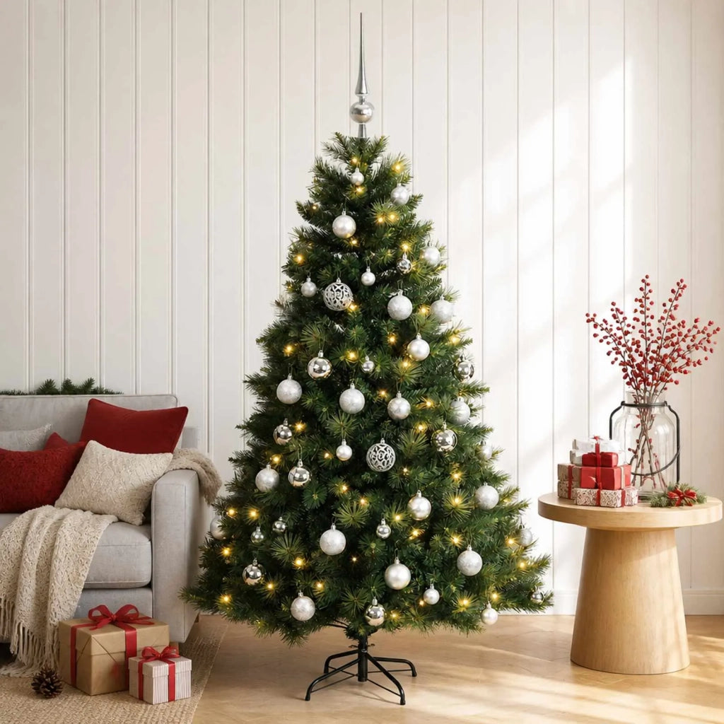 Albero di Natale artificiale con palline 150 cm 150 LED 3465952