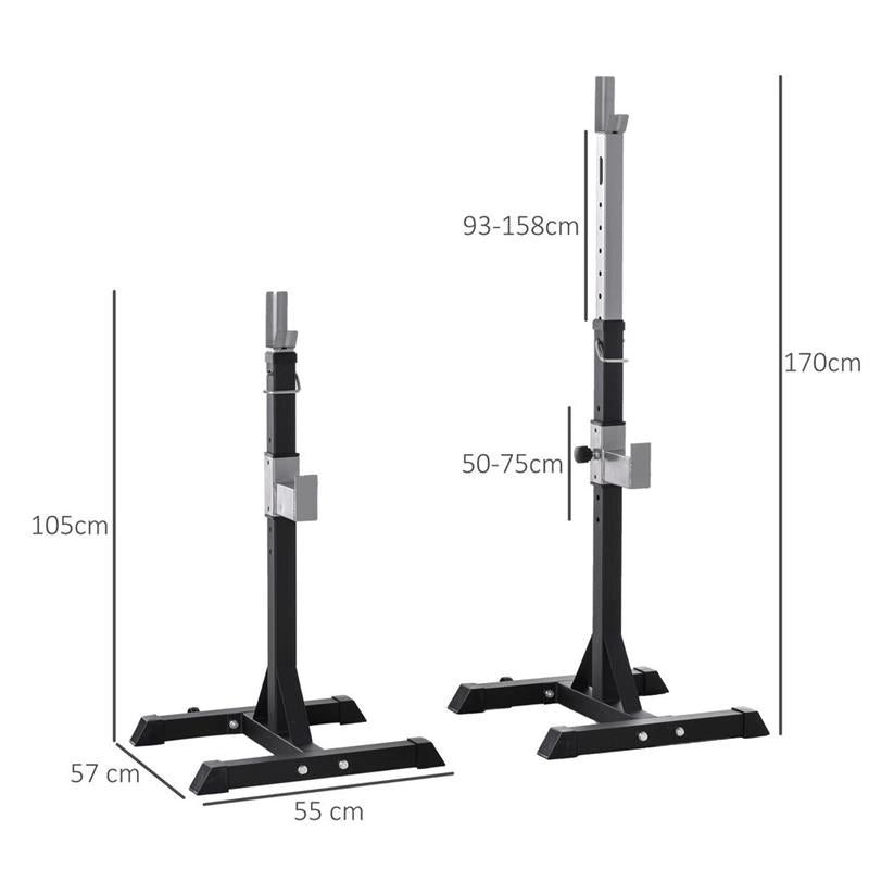 SET 2 RACK PORTA BILANCIERE IN ACCIAIO CON ALTEZZA REGOLABILE CAPACITÀ 110 KG