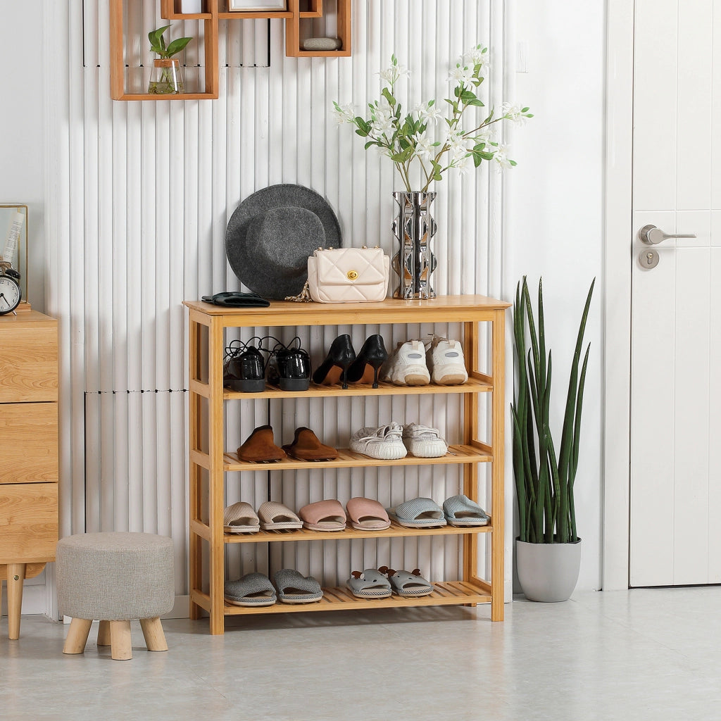 Scarpiere con scaffali in bamb¨´ ¨C zephmum ¨C 4 ante, naturale, 60x40x138 cm
