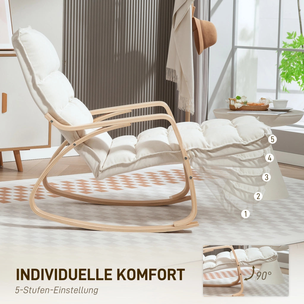 Poltrona Dondolo Imbottita con Braccioli ¨C Zephmum ¨C Crema Struttura in Metallo