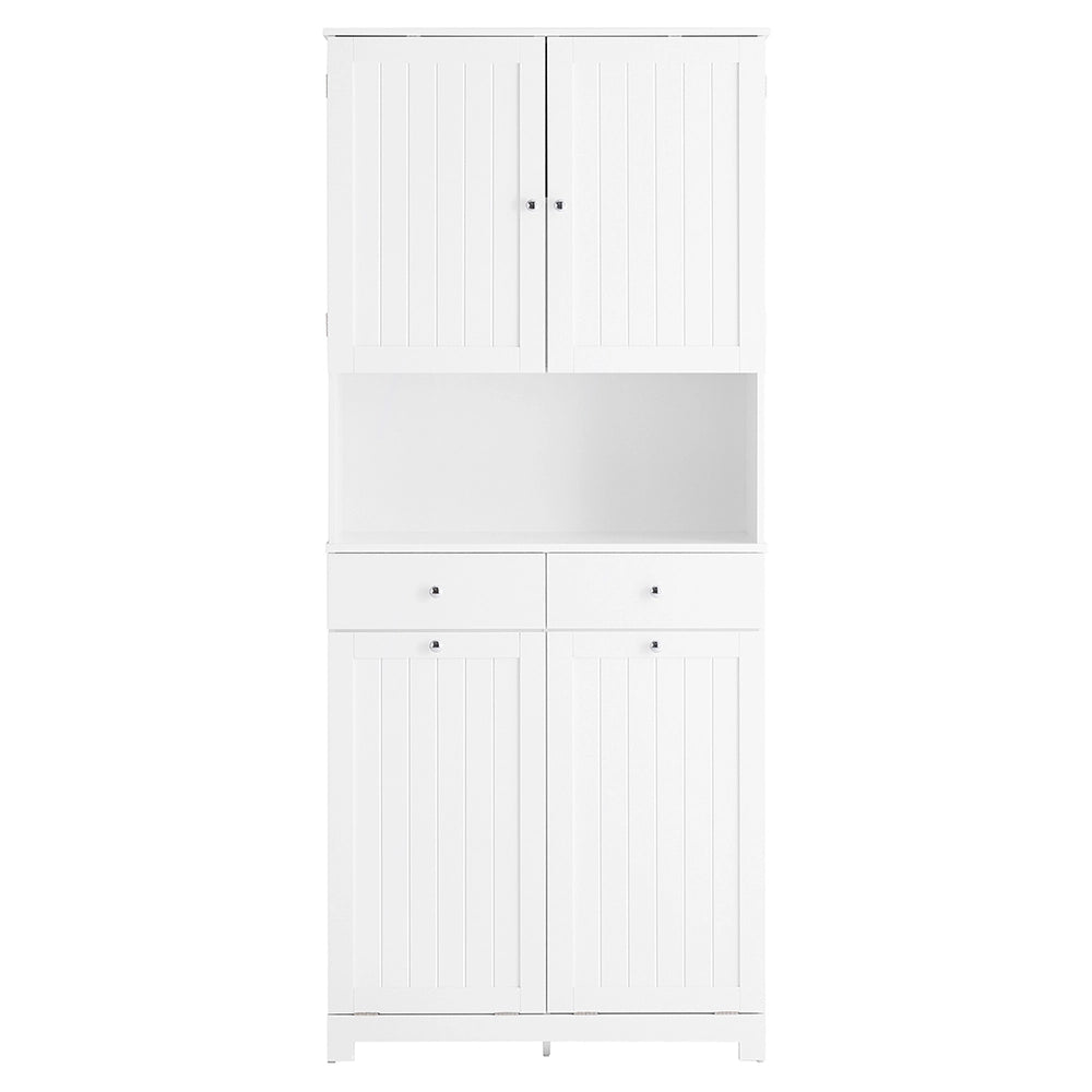 SoBuy Mobile Bagno Salvaspazio con 2 Cesti Portabiancheria e 2 Cassetti Colonna Bagno Stretta 78x38x181cm Armadietto con Ripiano Aperto e Vano per Famiglie e Piccoli Spazi BZR215-W