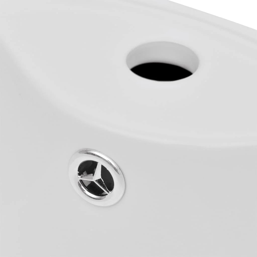 Lavabo in ceramica da 86 cm con foro troppopieno/rubinetto per bagno bianco 02_0002517