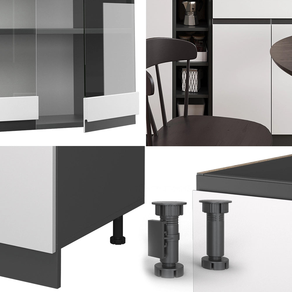 Vicco Cucina completa Bianco/antracite 160 cm Forma a J