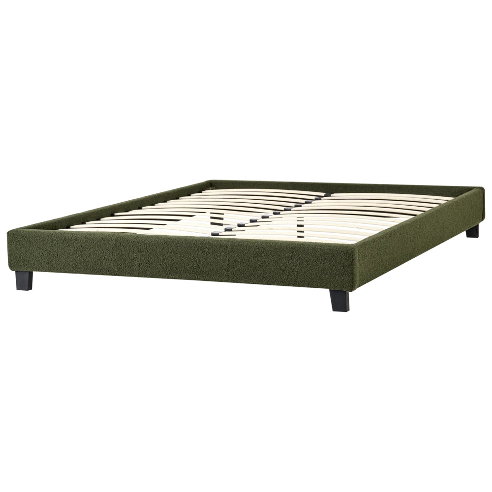 Letto matrimoniale in bouclé verde scuro con rete a doghe 160 x 200 cm stile moderno
