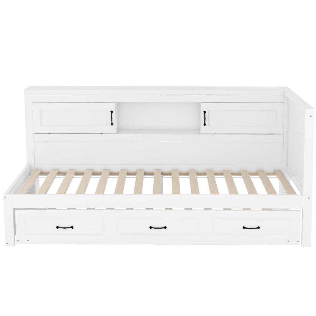 Divano letto 204.5x117.4x91.5 cm con letto estraibile; pannelli truciolari e MDF; bianco
