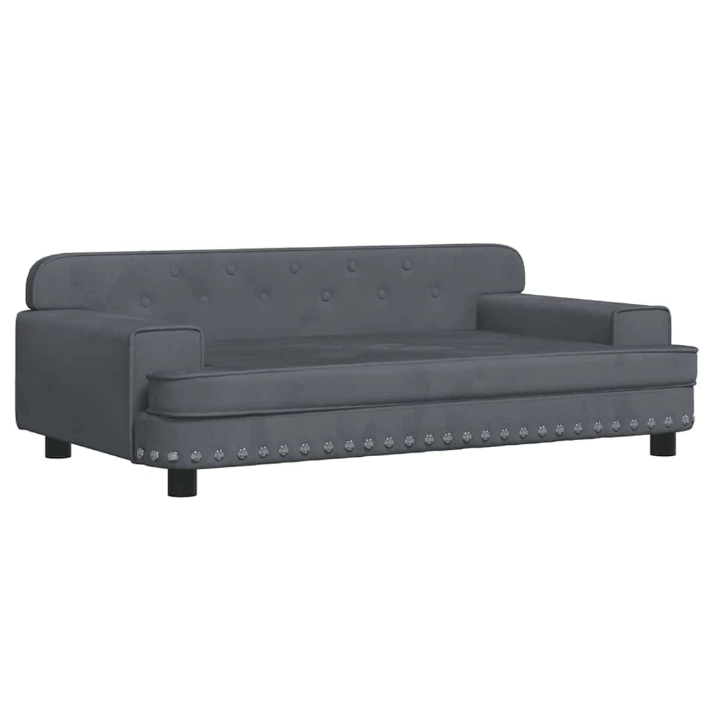 Cuccia per cani comoda cesta da divano scura 90 x 53 x 30 cm velluto grigio 02_0043189
