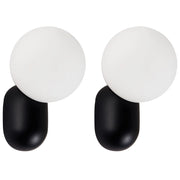 Set di 2 lampade da parete a forma di globo in vetro opalino nero stile vintage