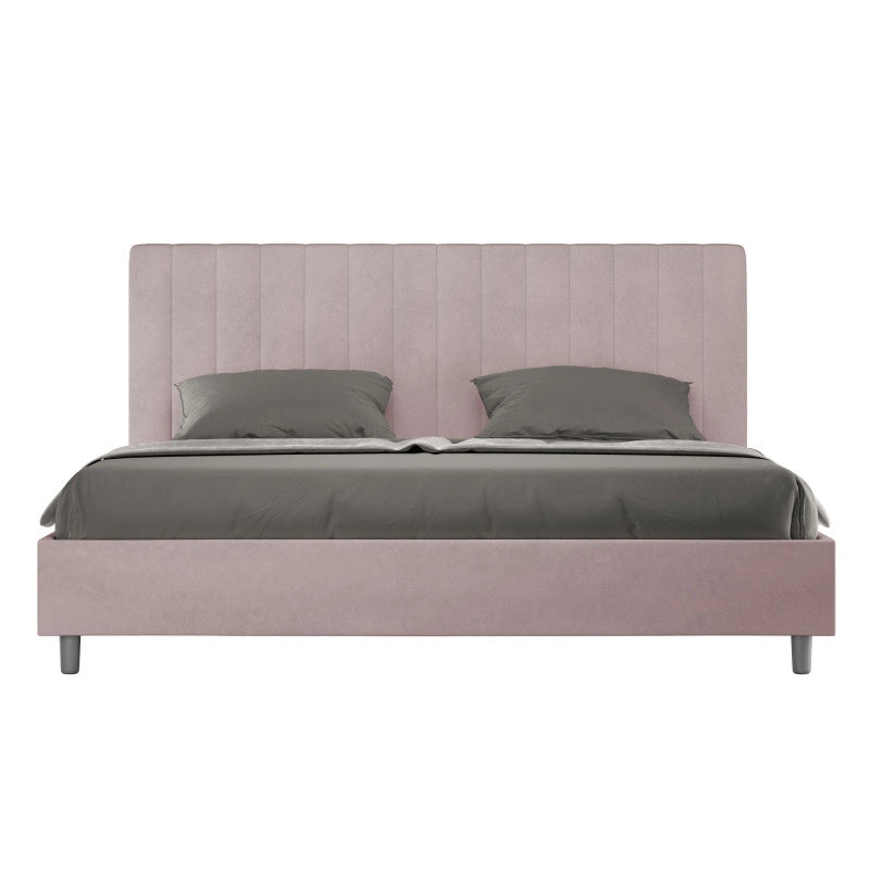 Letto imbottito Matrimoniale 190x190 cm Agueda - Con rete,Glicine,Microfibra