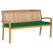 Panca da giardino mobili da esterno per patio panca da terrazza impilabile con cuscino 159 cm legno massello di teak 02_0011688