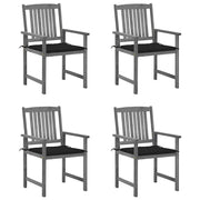 Sedie da Giardino con Cuscini 4 pz in Massello di Acacia Grigio cod mxl 7909