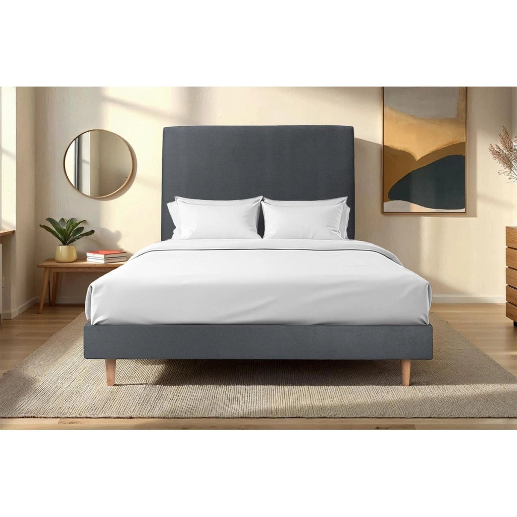 Letto 200x200 cm con testata imbottita - Tessuto velluto