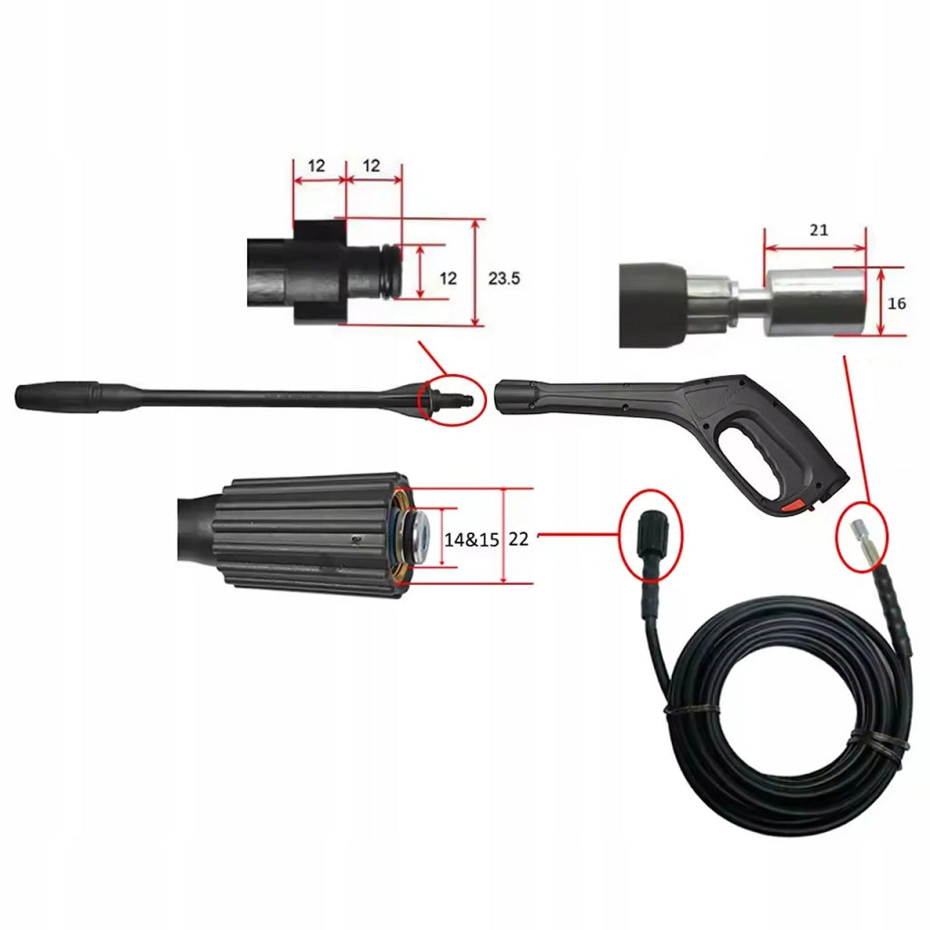 Pistola Alta Pressione con Ugello Vario e Tubo 8m – Compatibile con Idropulitrice Kärcher K2–K7 | 155bar | M22x1,5