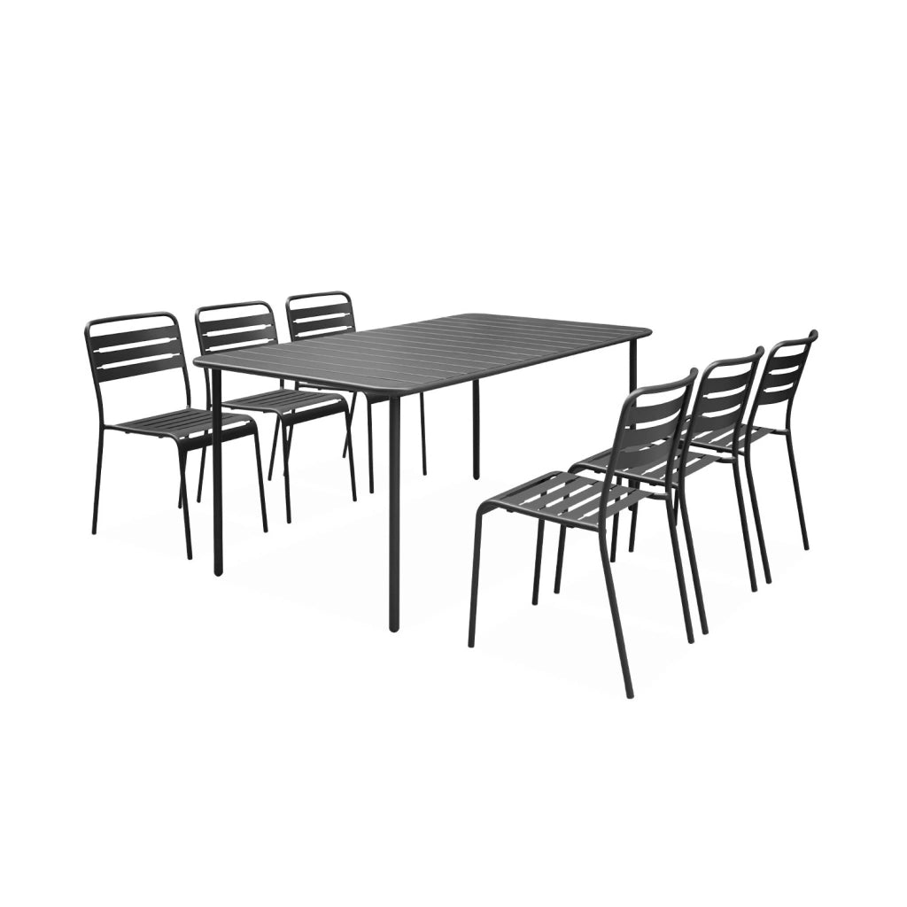 Tavolo da giardino in metallo 6-8 posti, 160cm, antracite