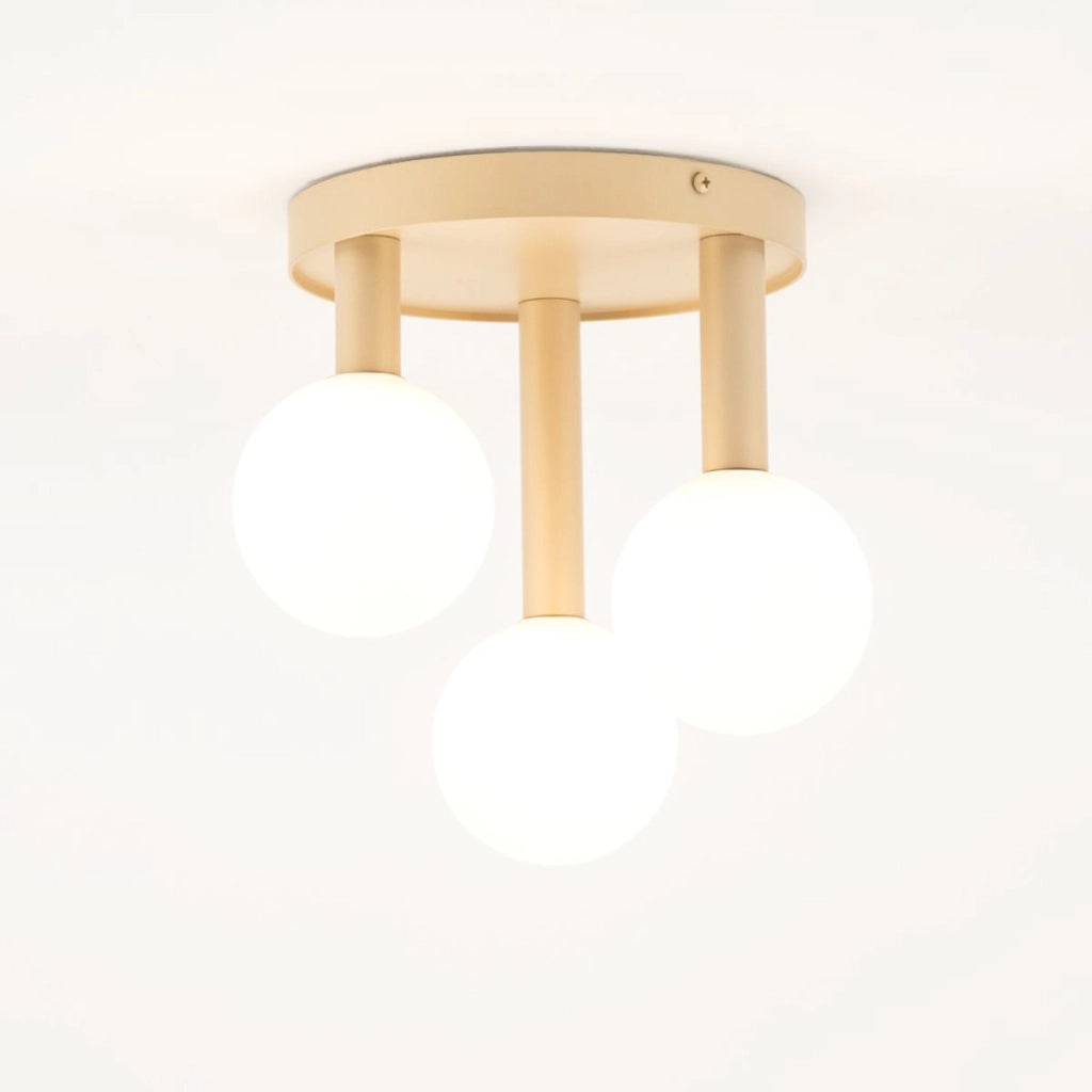 Plafoniera Perla oro 3 sfere vetro bianco G9 Sigma