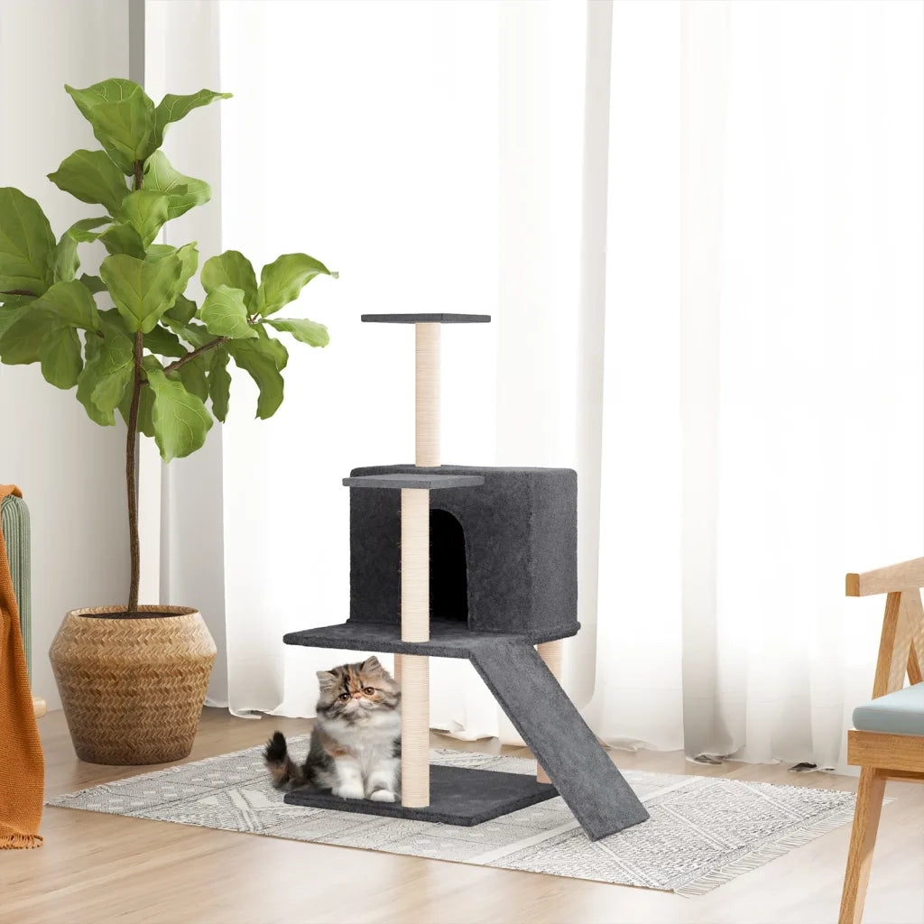 Albero per Gatti con Tiragraffi in Sisal Grigio Scuro 82 cm CFW6864304