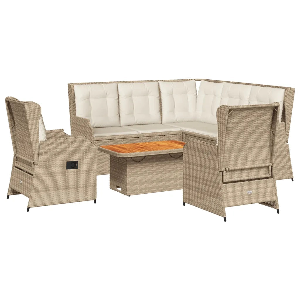 Set Divani da Giardino 6 pz con Cuscini in Polyrattan Beige 3262470