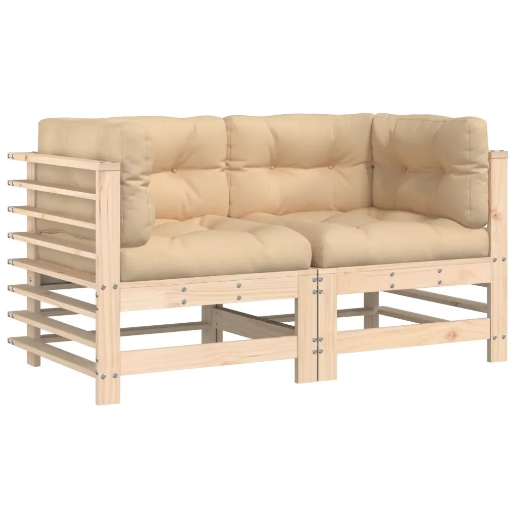 Divano componibile-Divani Angolari con Cuscini 2 pz in Legno Massello di Pino 414886