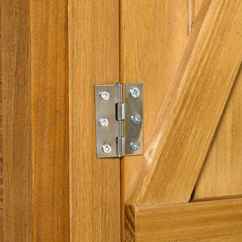 EasyComfort Casetta da Giardino in Legno a 2 Ante con Sgabello Alto a 2 Ripiani e Tetto Idrorepellente, 140x75x157 cm