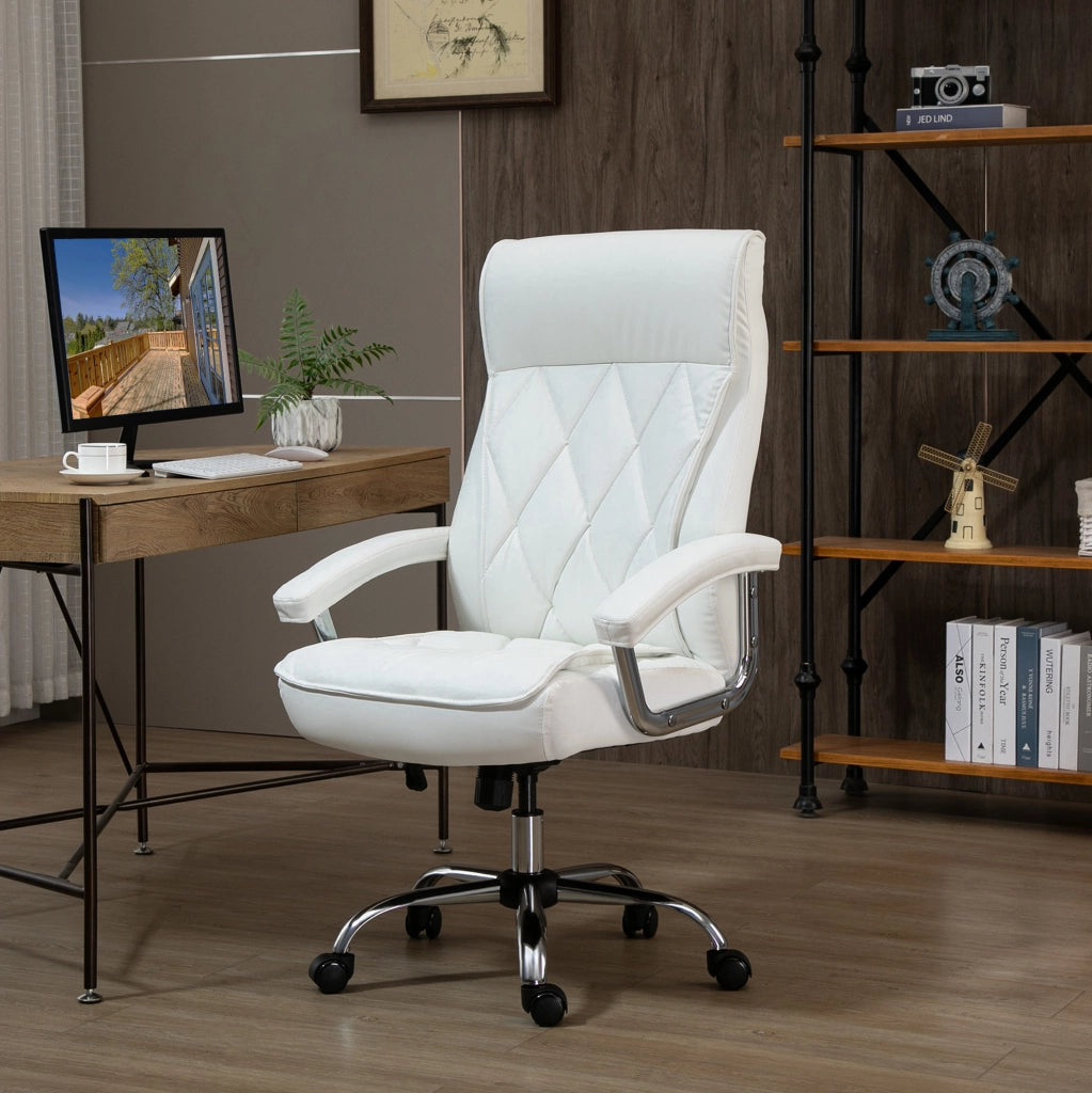 Sedia da ufficio ergonomica bianca in ecopelle