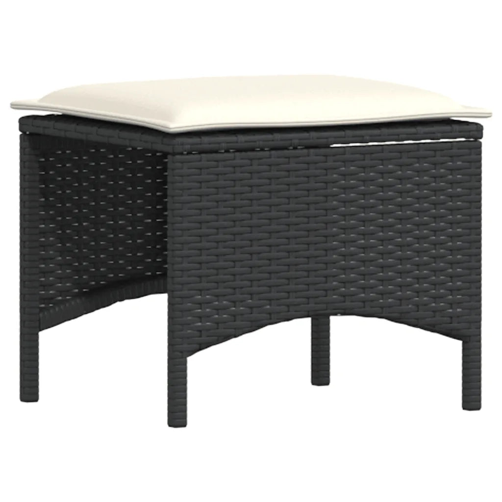 Set Divani da Giardino 4 pz con Cuscini Forma L Polyrattan Nero