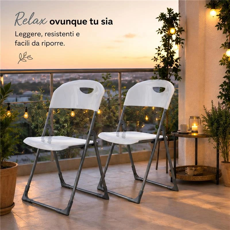 MAURY'S SET 4 SEDIE PIEGHEVOLI IN POLIPROPILENE COLORE BIANCO - 83X48X41 CM