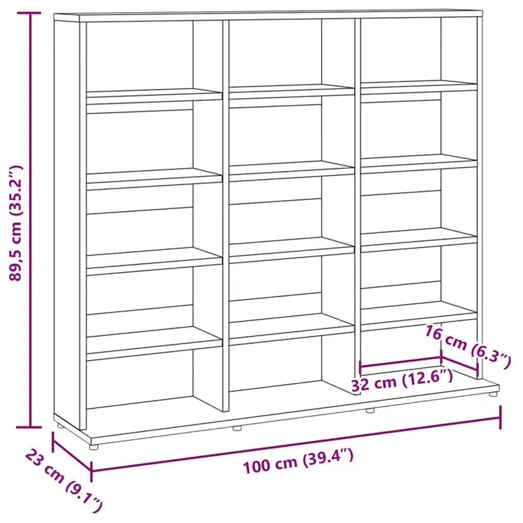 Mobile Porta CD Grigio Sonoma 100x23x89,5 cm Legno Multistrato 815484