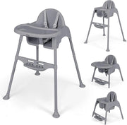 4 in 1 Seggiolone per Bambini, Seggiolone Papa con Vassoio Regolabile, Sedia da Terra per Bambini con Poggiapiedi, pert Bambini 6-36 Mesi (Grigio)