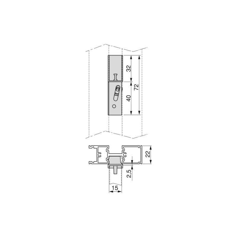 Kit di staffe per 1 ripiano in legno, 1 modulo e 1 asta di sospensione lunghezza 1m Zero, Zama, colore Grigio pietra v..