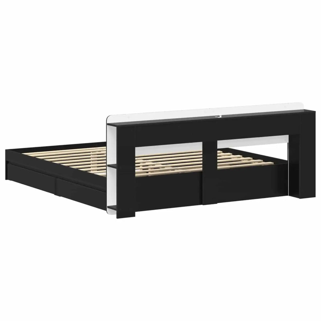 Telaio del letto con storage con cassetto Nero 200 x 200 cm 3433605