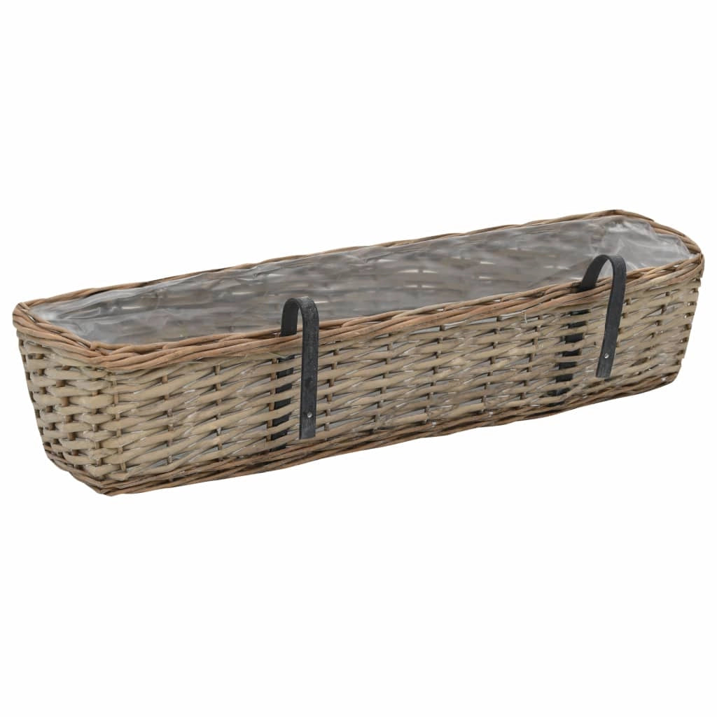 Set di 2 fioriere da balcone in vimini con rivestimento in PE 80 cm marrone 02_0000886