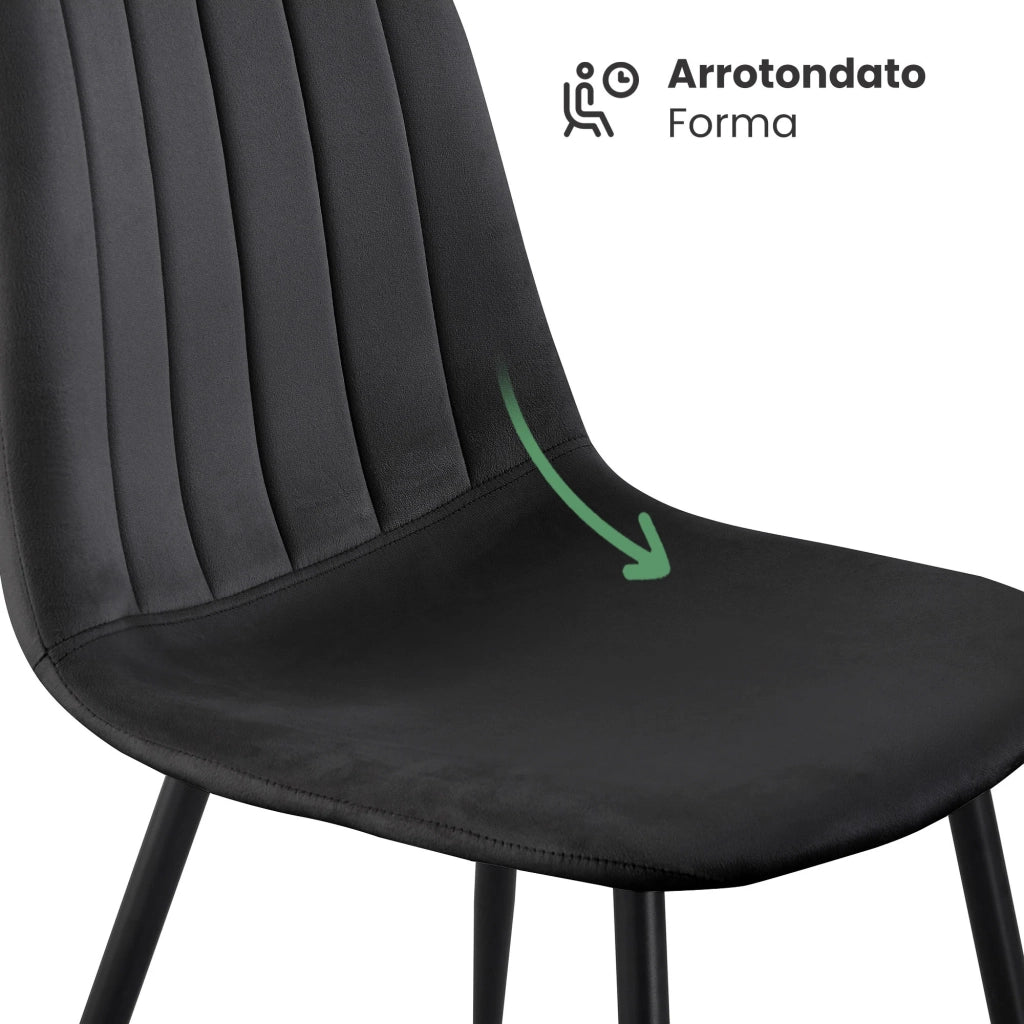 Set di 2 Sedie in velluto trapuntate LUMO Nero gambe nere